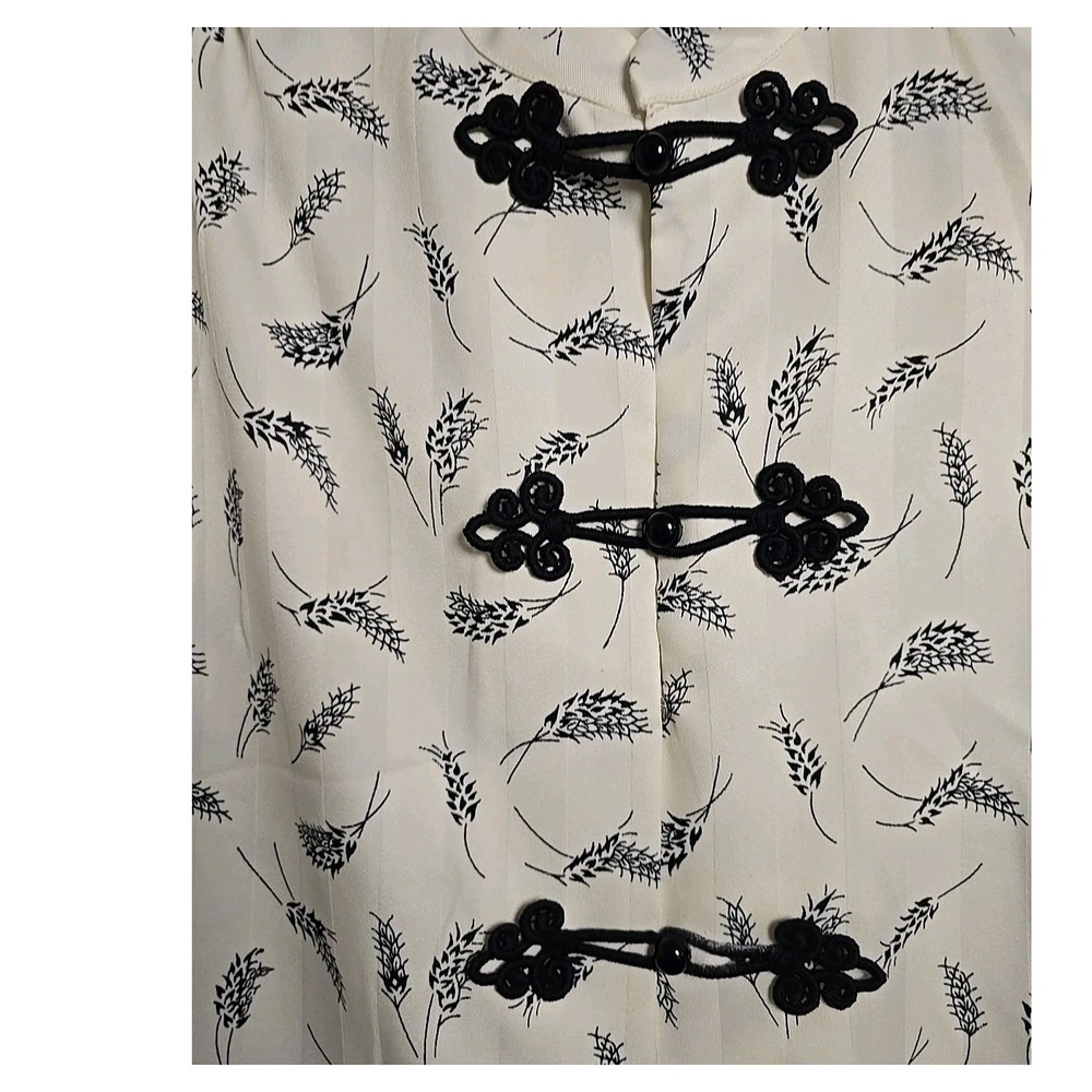 Vintage ILGWU USA‎ 70s Alice Stuart Jonathan Logan Wheat Print Frog Button Top S - Picture 12 of 12